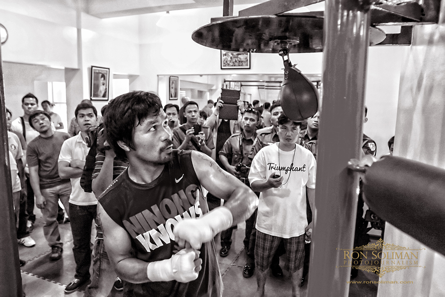 Manila, Philippines World Boxing Champion and Congressman Manny 'Pacman' Pacquiao begins his training at MP Tower gym in Manila on April 17, 2012 in preparation for his fight against American boxing champion Timothy Bradley in Las Vegas on June 9, 2012. The MP Tower gym, a six-level building located in the outskirts of Manila is used to be the old L&M Gym, where Pacquaio first trained as a boxer when he was 17 years-old.  Photo by Ron Soliman