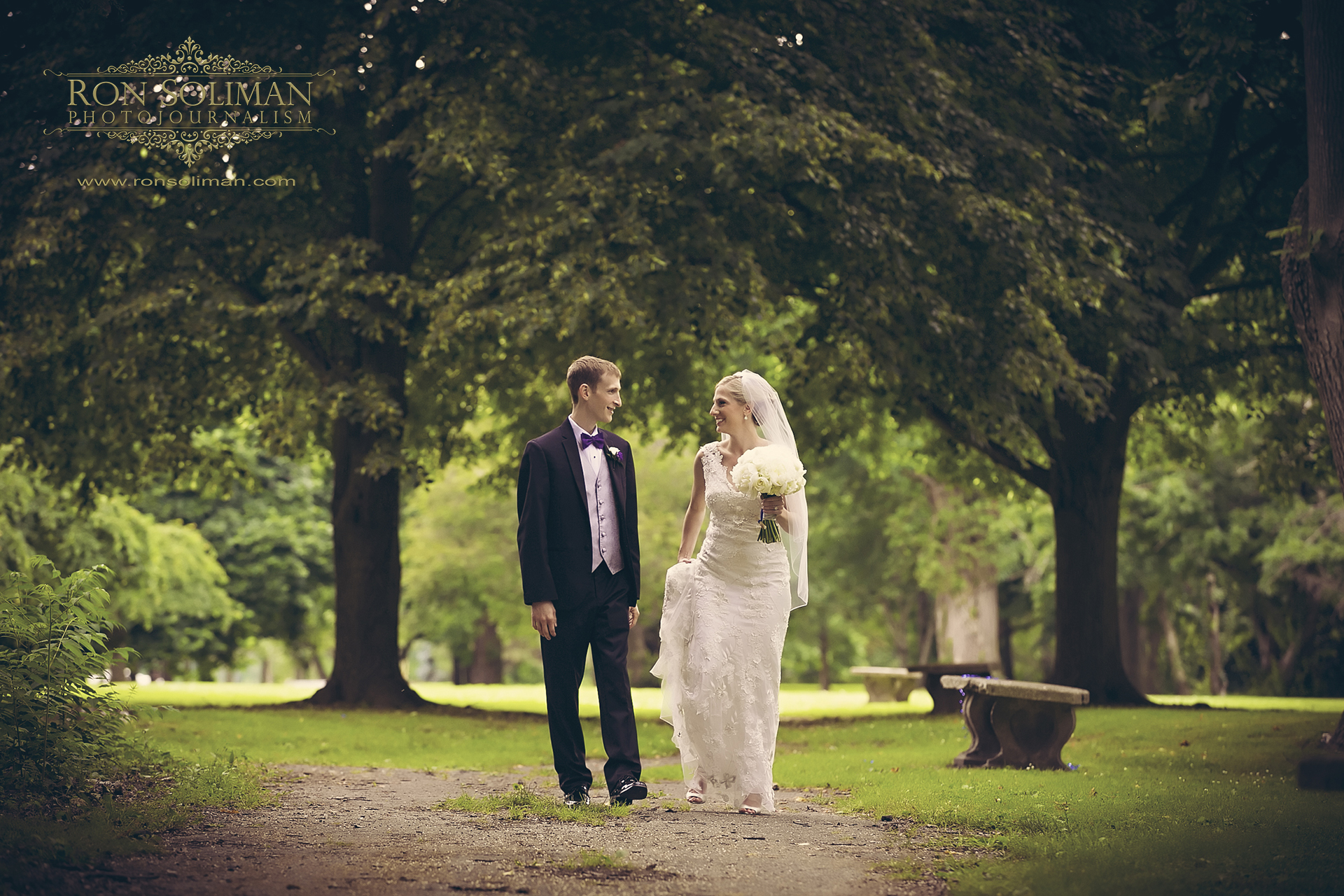 bride and groom at Philadelphia Horticulture Center 