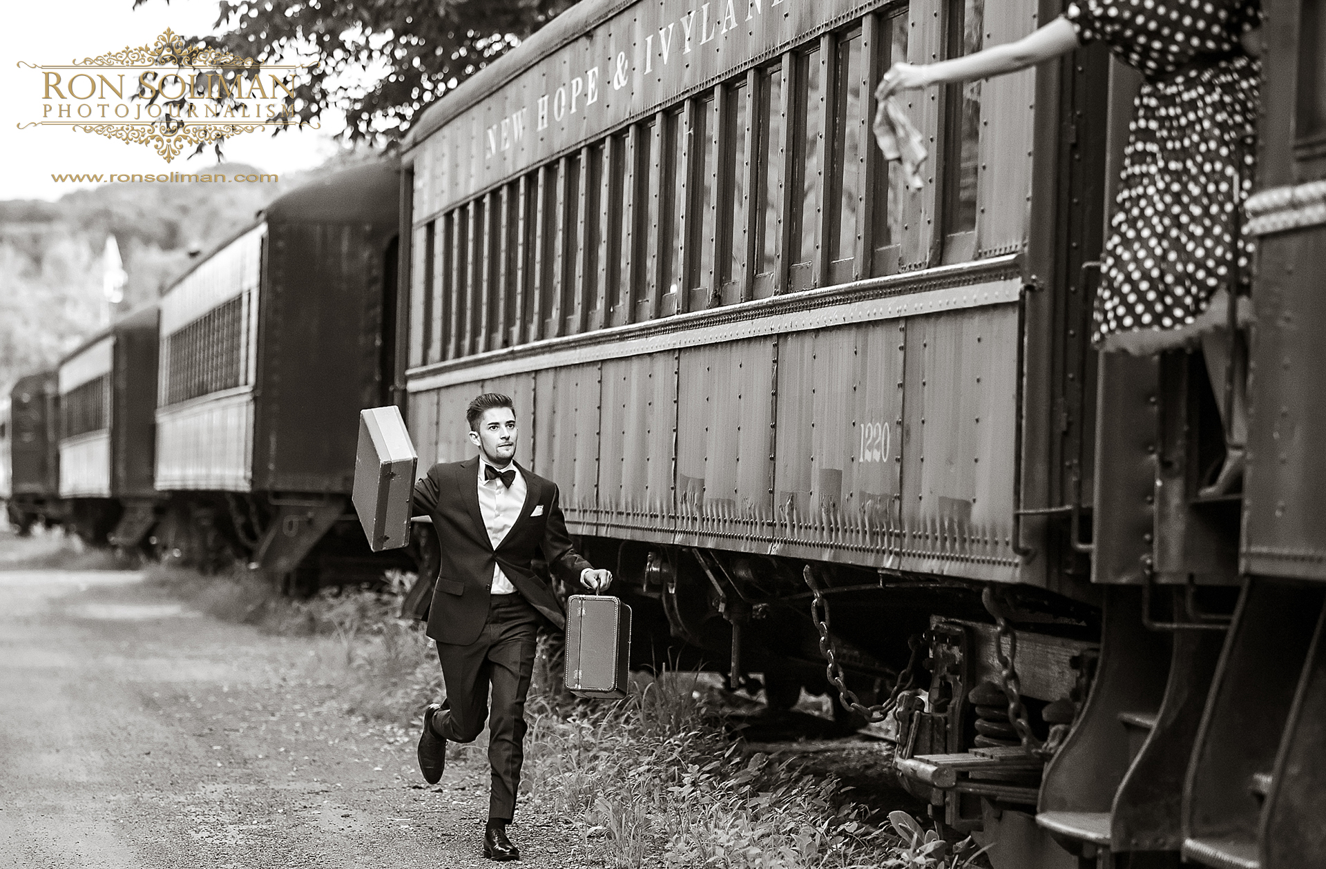 VINTAGE TRAIN ENGAGEMENT PHOTO