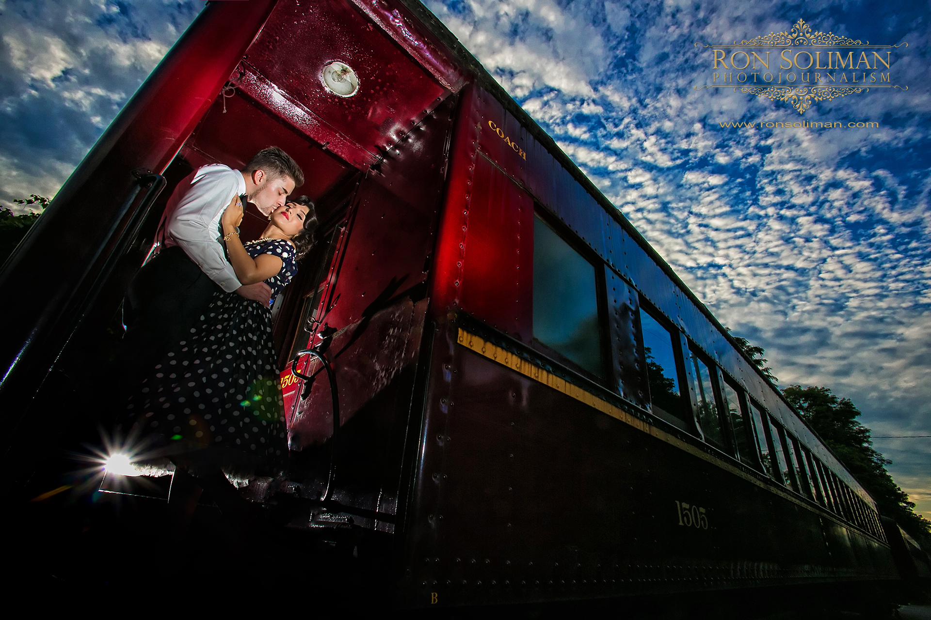 VINTAGE TRAIN ENGAGEMENT PHOTO