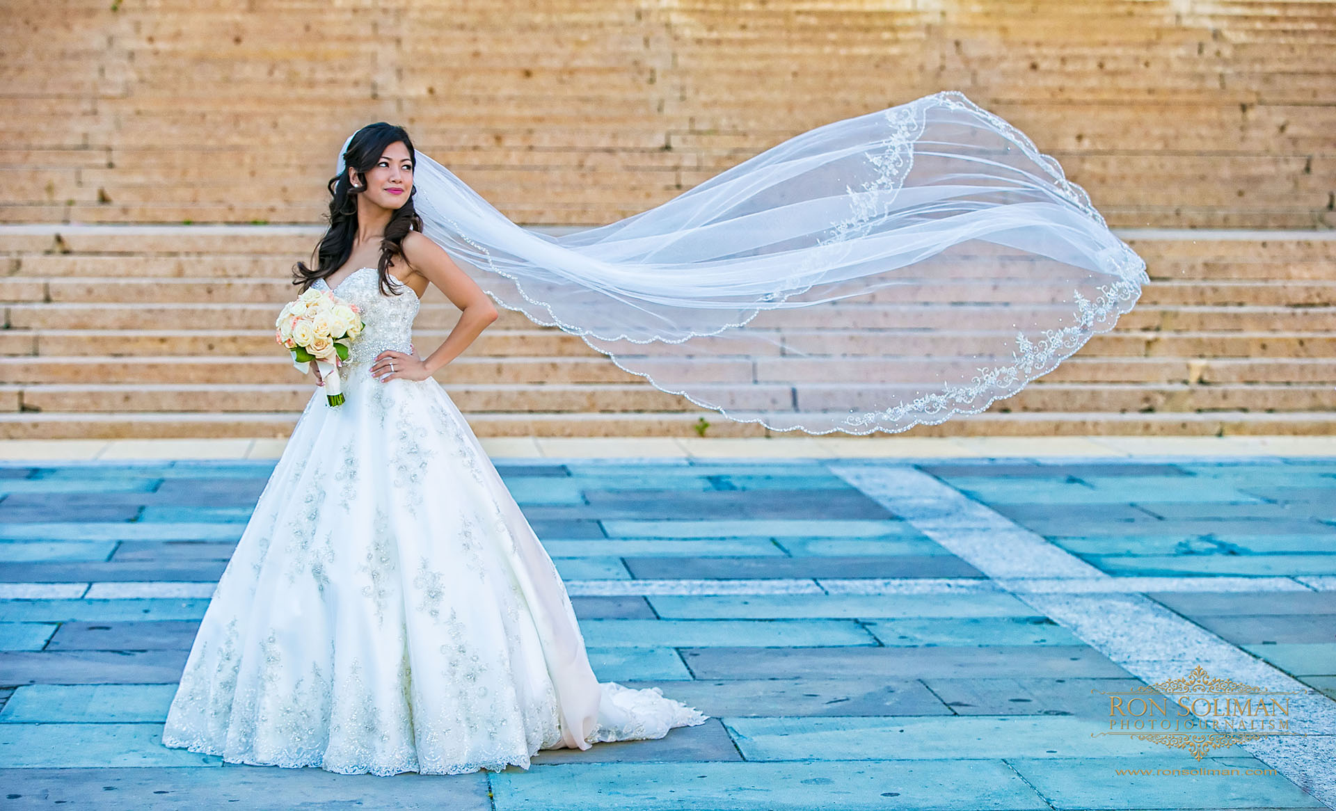 Wedding veil flying