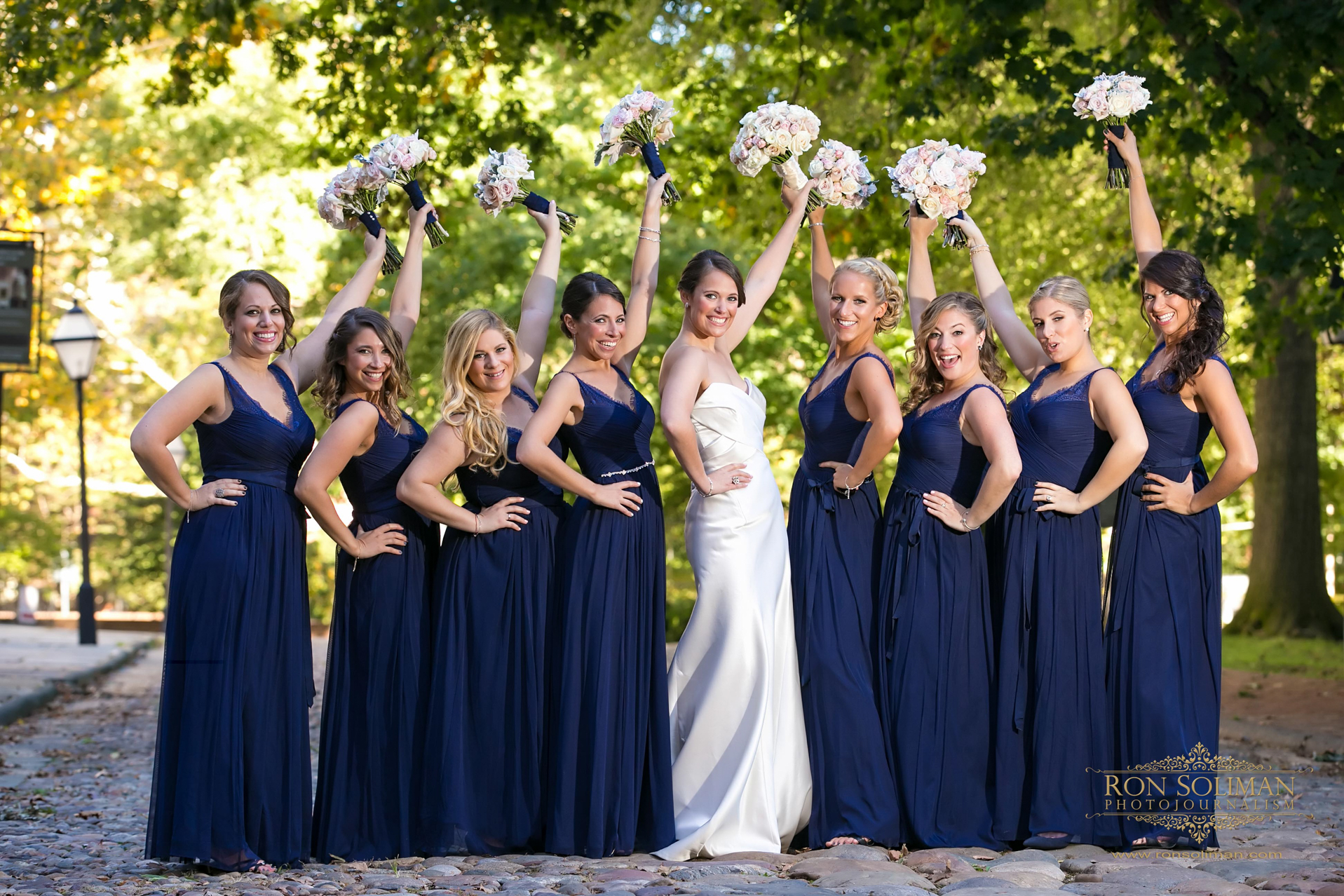 Bride photobombs groomsmen