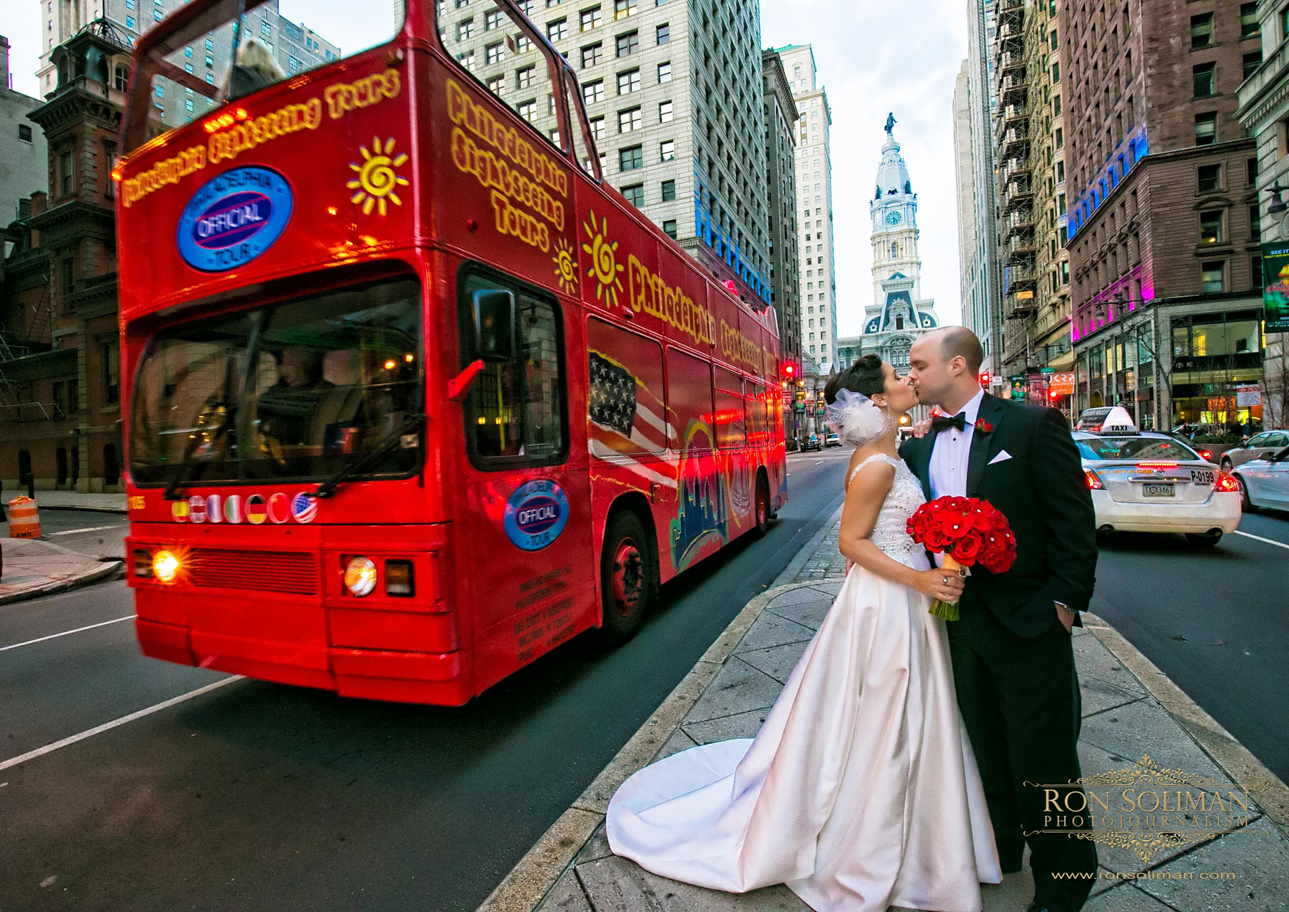 Red roses wedding bouquet