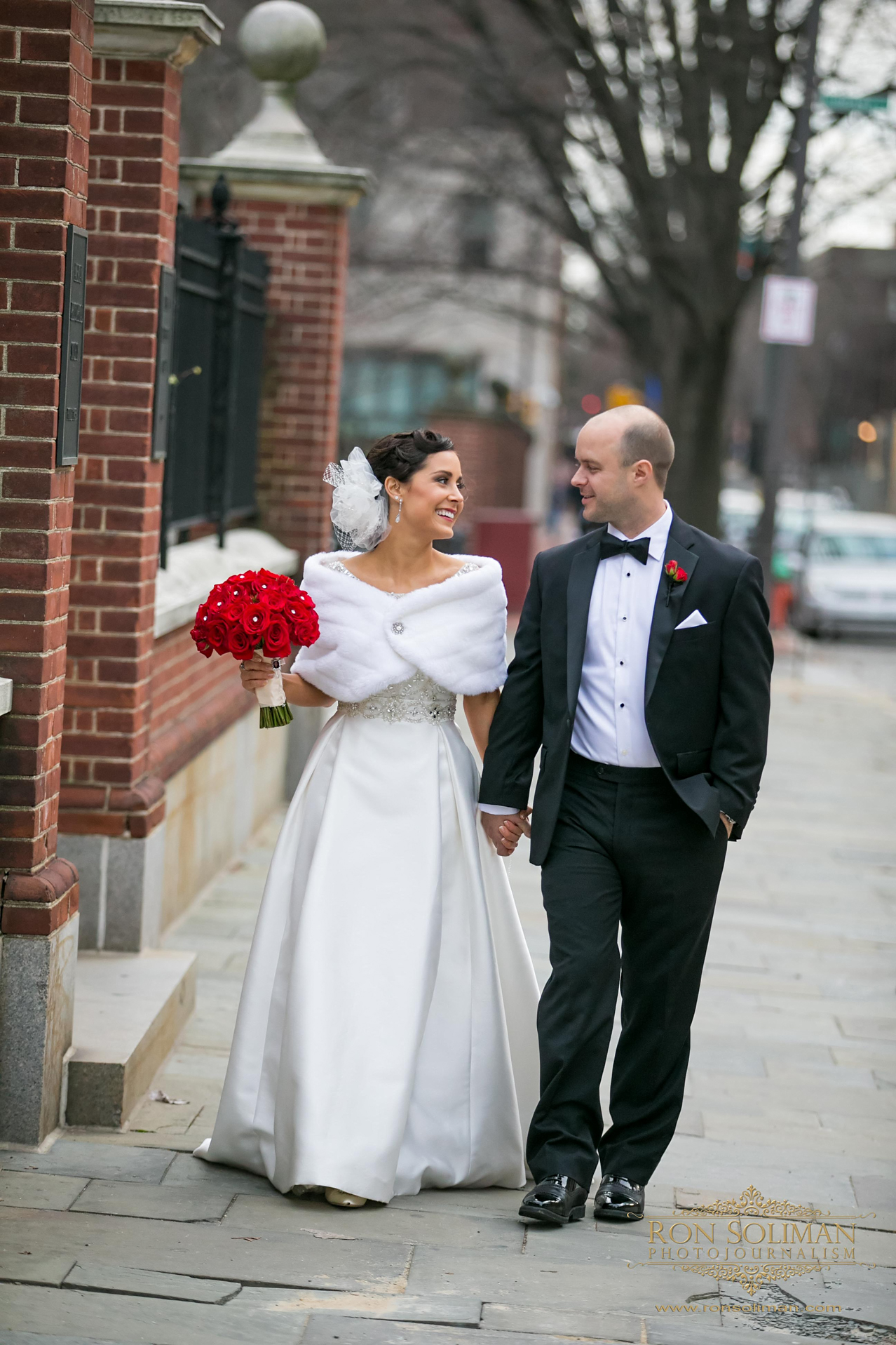 Red roses wedding bouquet