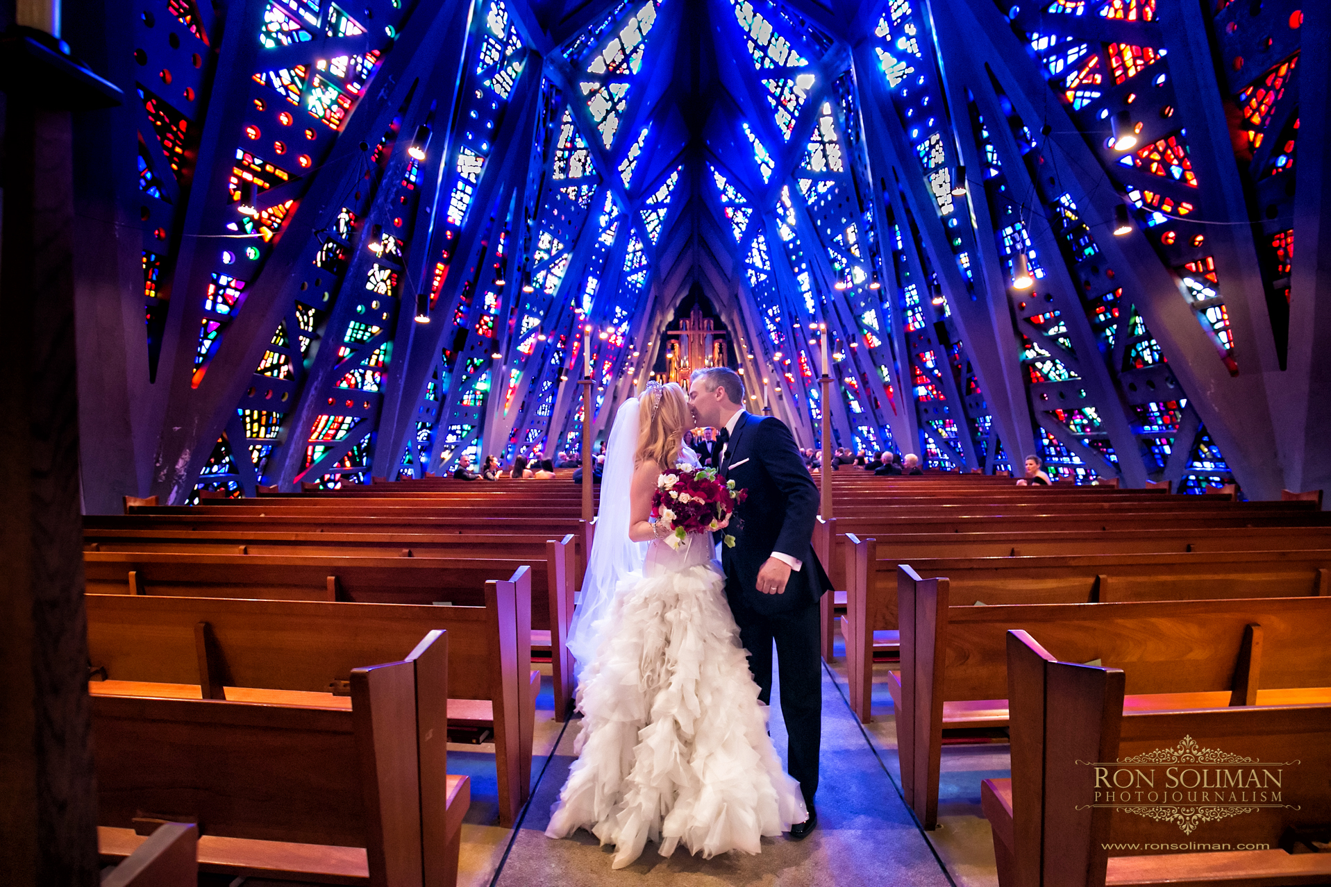 Romantic Bride and Groom on the Church Aisle | Rainbow Room New York Wedding Noel + Rob