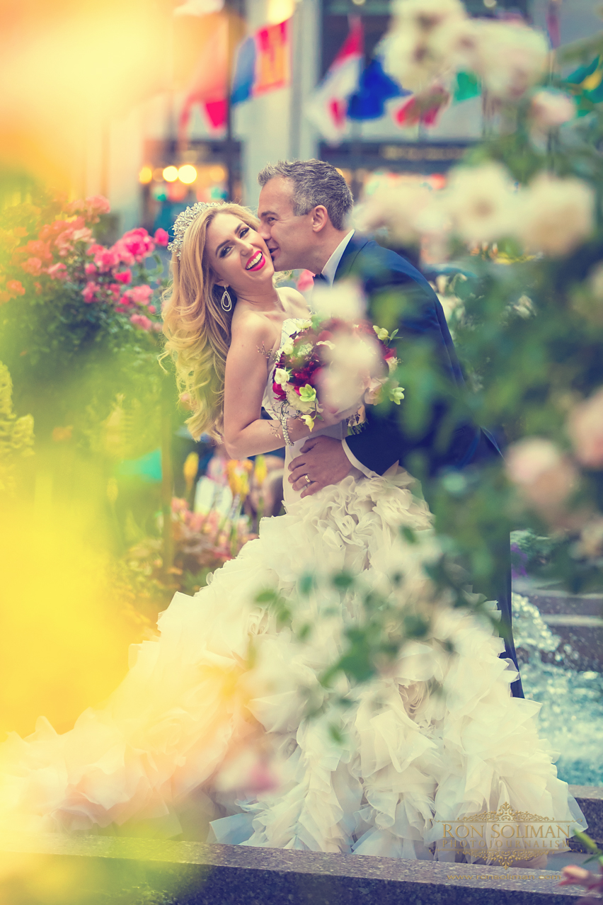 Bride and Groom Fun and Candid Garden Photo |  Rainbow Room New York Wedding Noel + Rob