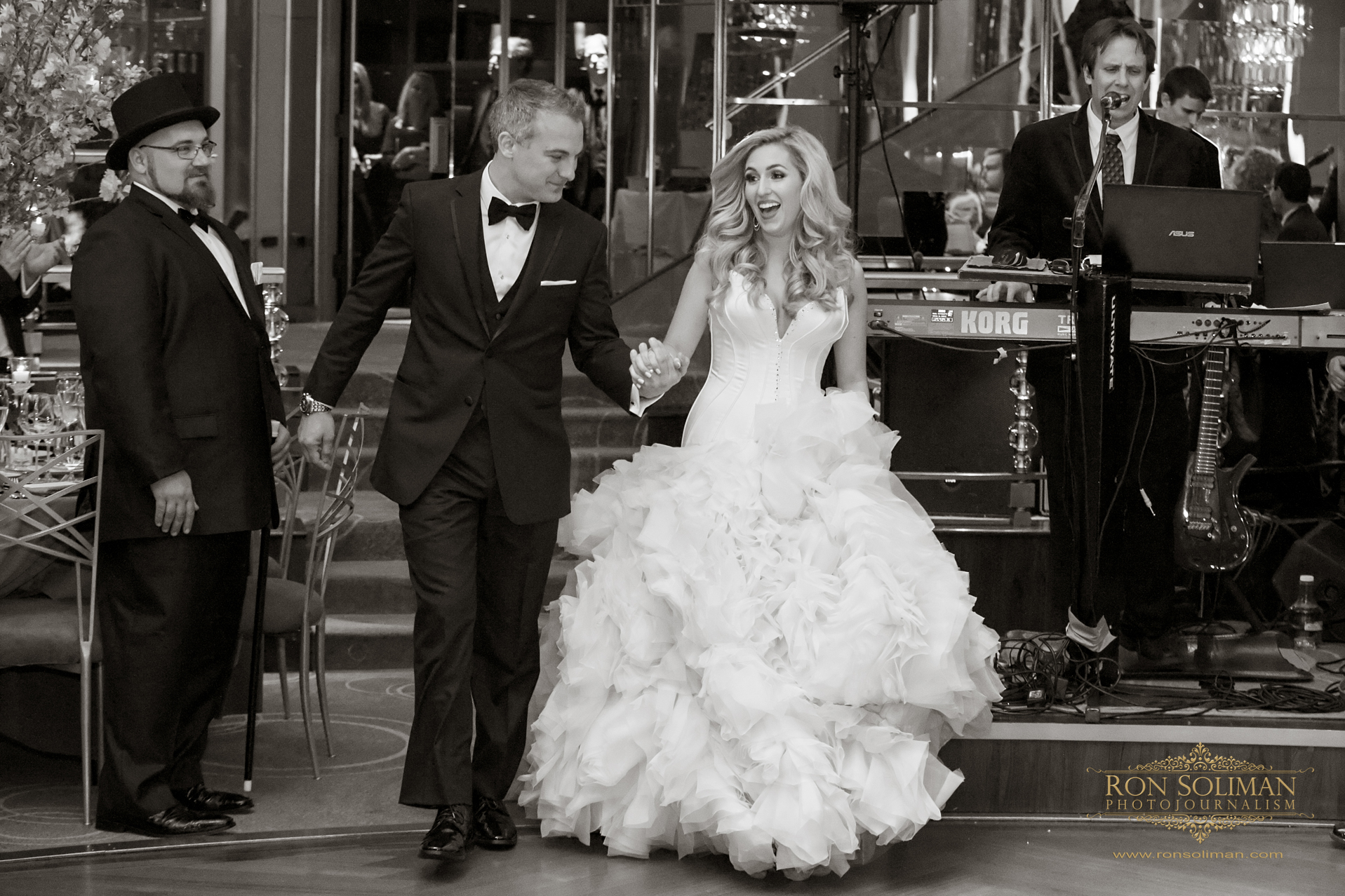Candid Bride and Groom having fun at the Party | Rainbow Room New York Wedding Noel + Rob