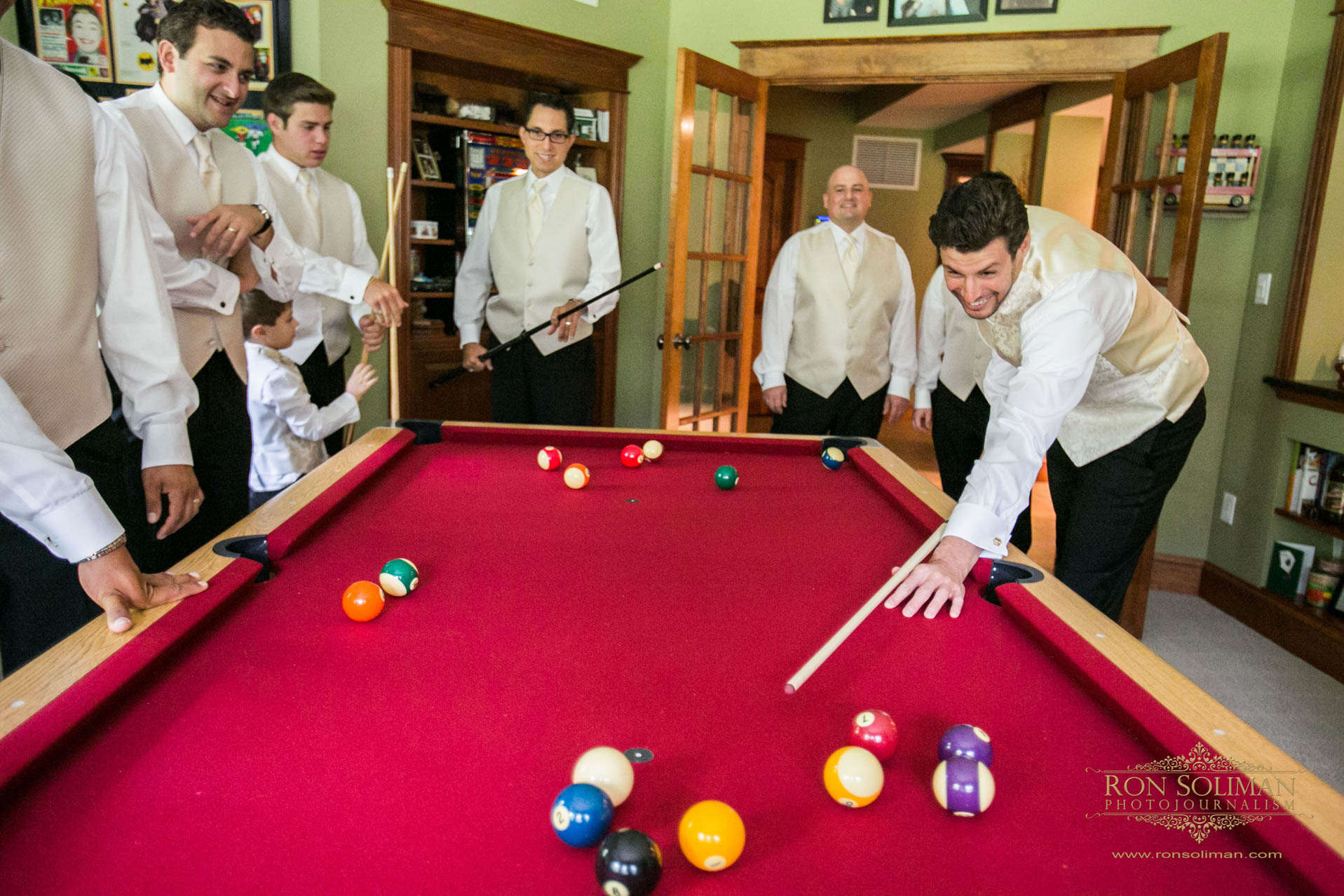 Billiard table wedding photos