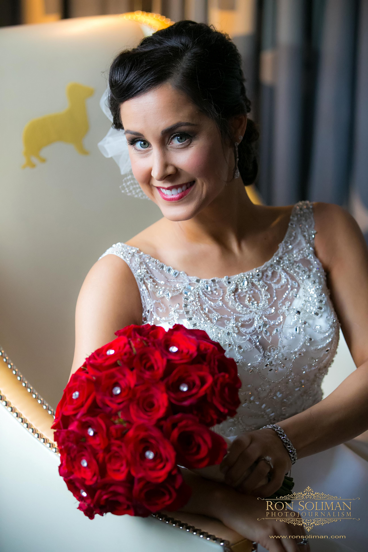 Red roses wedding bouquet